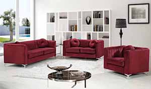 New luxury style red velvet chesterfild sofa sets